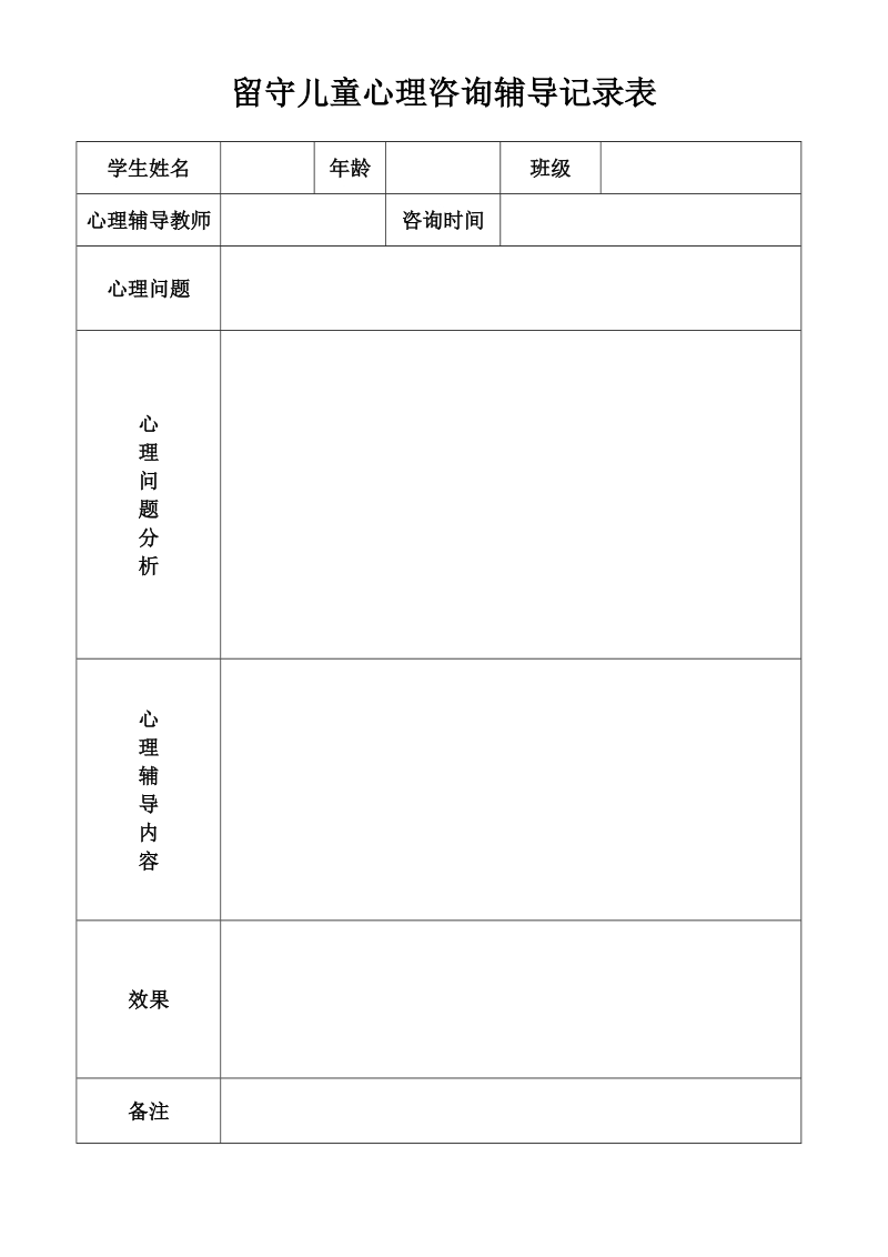 留守儿童心理咨询辅导记录表.doc_第1页