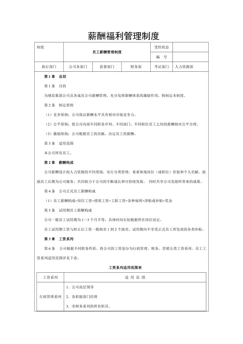 公司薪酬福利管理制度及奖金管理制度.doc_第1页