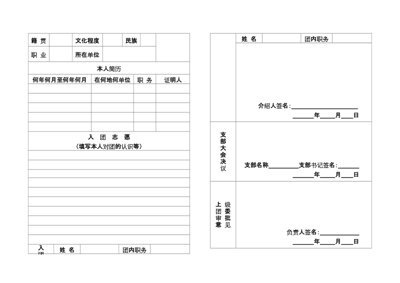 中国共产主义青年团入团志愿书——模版.doc_第2页